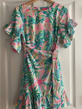 Lilly Pulitzer floral ruffle wrap dress - 4